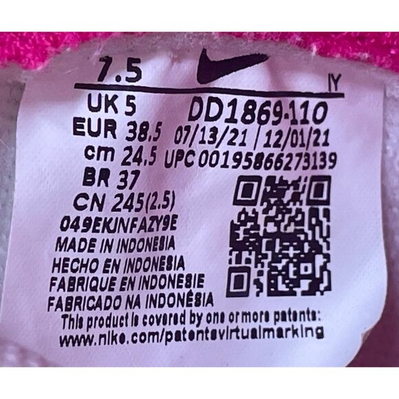 Nike Women’s Pink Prime White Leather Dunk High-Top Sneakers Size 7.5 - Picture 6 of 10